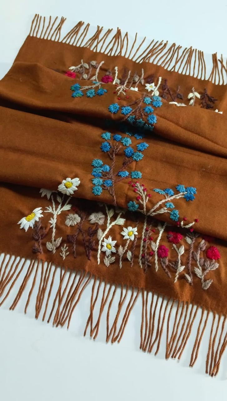 BROWN EMBROIDERED SHAWL