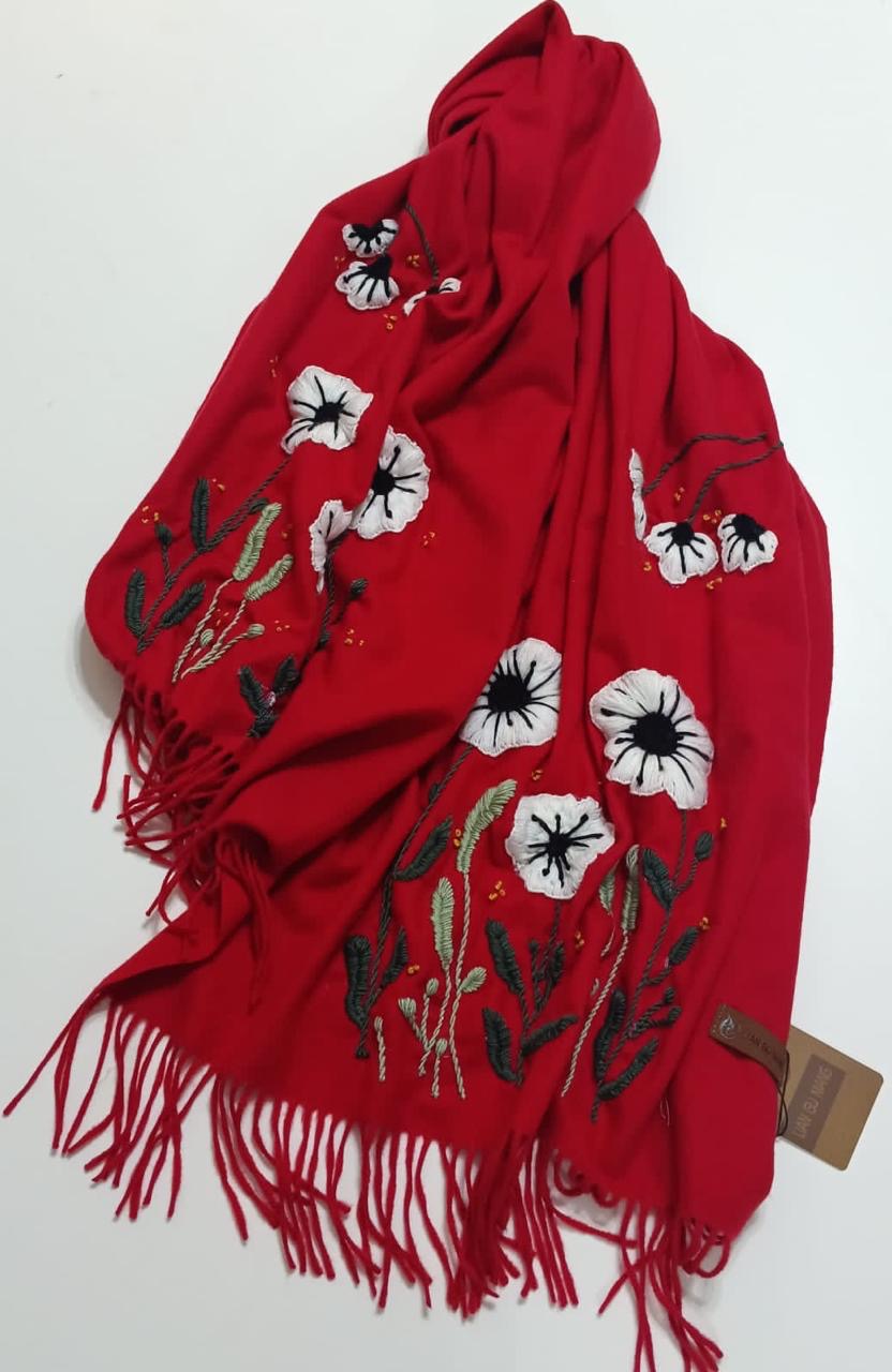 RED EMBROIDERED SHAWL