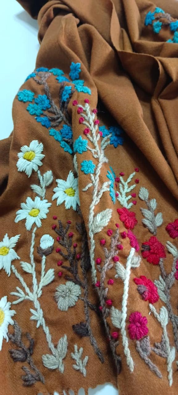 BROWN EMBROIDERED SHAWL