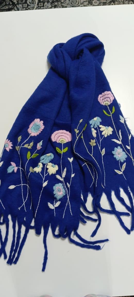 BLUE EMBROIDERED SHAWL