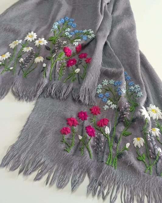 GREY EMBROIDERED SHAWLS