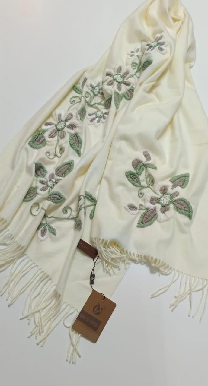 OFF WHITE EMBROIDERED SHAWL