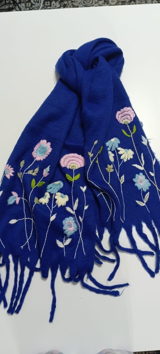 BLUE EMBROIDERED SHAWL