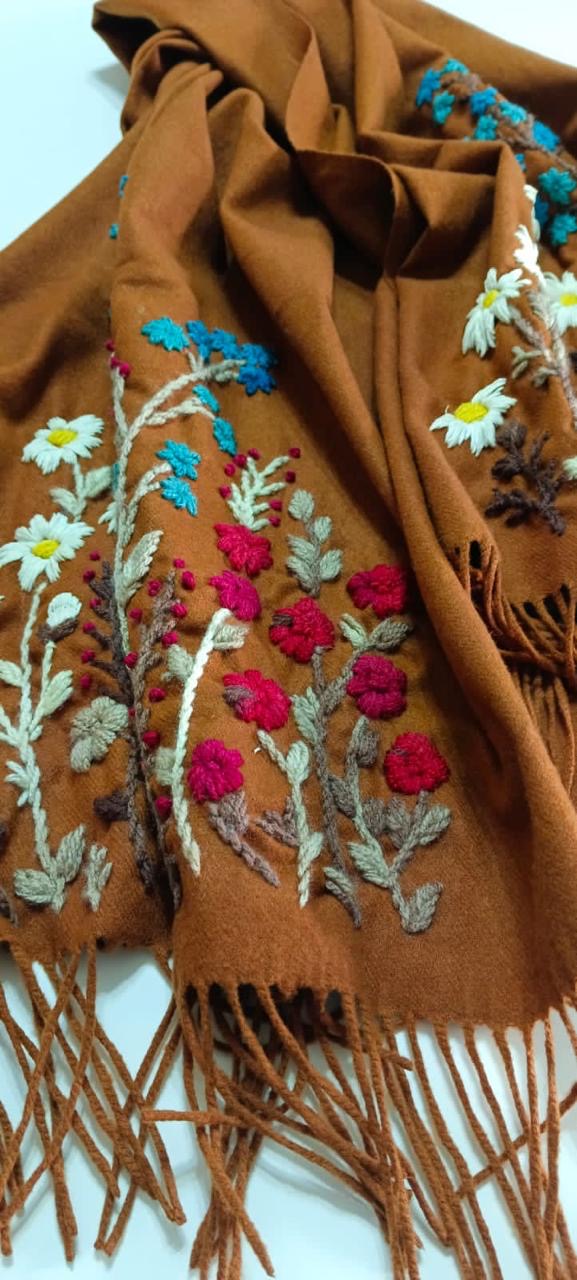 BROWN EMBROIDERED SHAWL