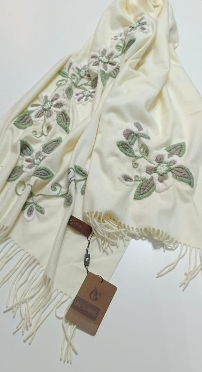 OFF WHITE EMBROIDERED SHAWL