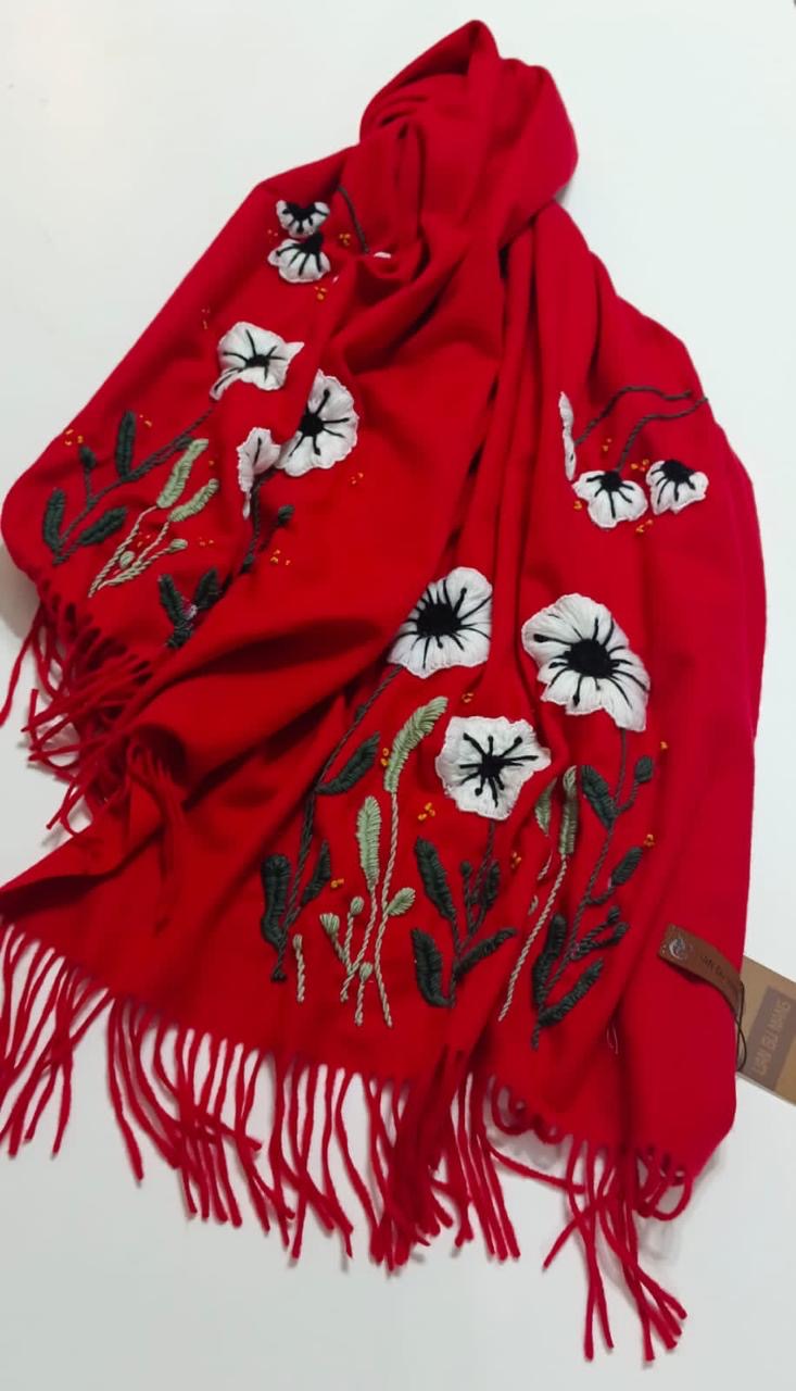 RED EMBROIDERED SHAWL