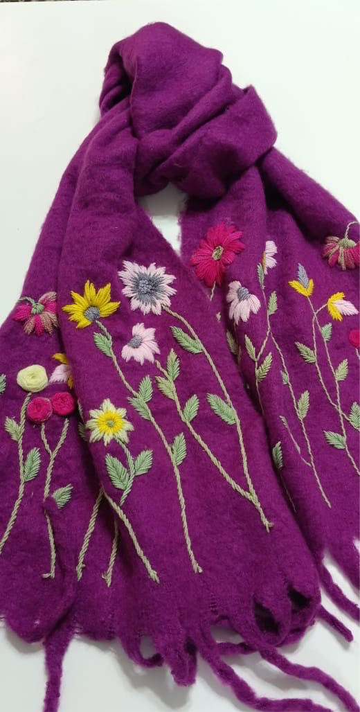 PURPLE EMBROIDERED SHAWL