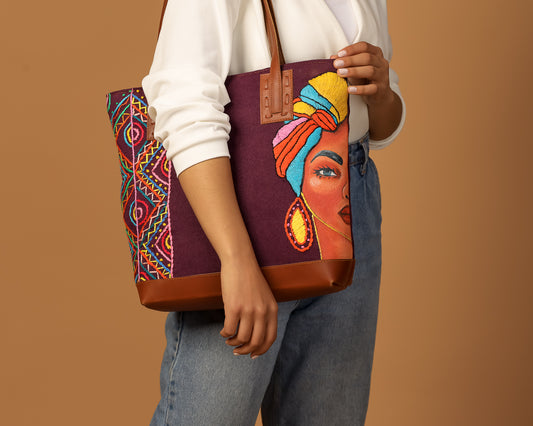 AFRICAN PURPLE TOTE BAG