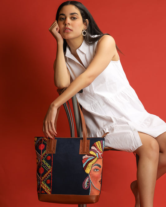 AFRICAN DARK BLUE TOTE BAG