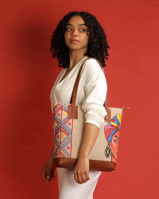 AFRICAN BEIGE TOTE BAG